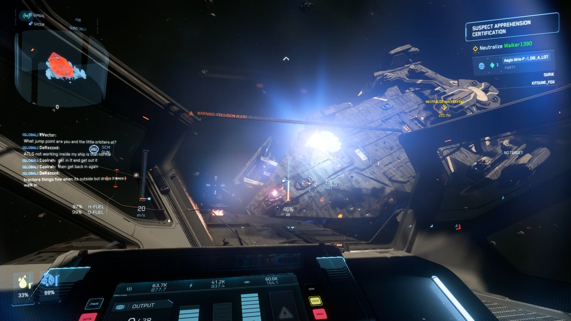 Image of an Aegis Idris mid-explosion as its bounty hunters close in.