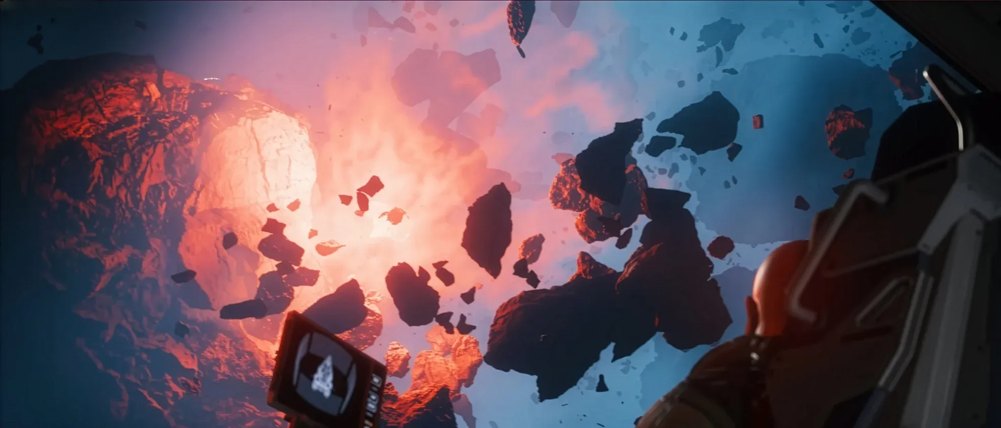 A Perseus captain looks on as a massive Vanduul Mauler jumps into the Nyx system